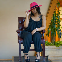 Load image into Gallery viewer, Black Shoulder Strap Jumpsuit with Pockets