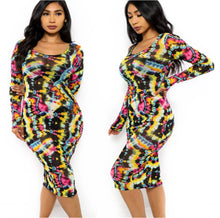 Load image into Gallery viewer, Color Burst Mesh Print Dress