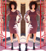 Load image into Gallery viewer, Choco Faux Leather Sleeve Dress