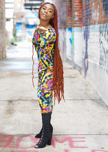 Load image into Gallery viewer, Color Burst Mesh Print Dress