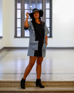 The Denim Half and Half Dress w/Pockets