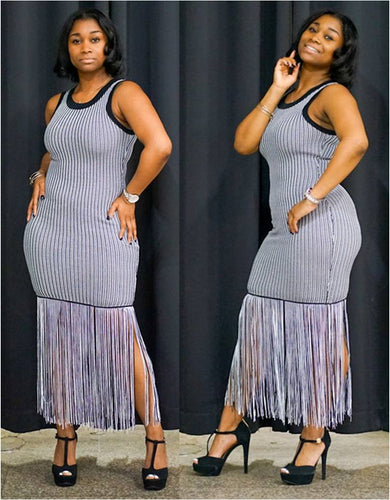 Fringy Striped Dress