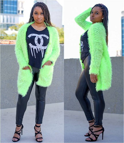 Neon Shaggy Cardigan