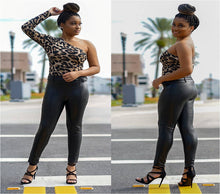 Load image into Gallery viewer, One Shoulder Leopard Body Suit