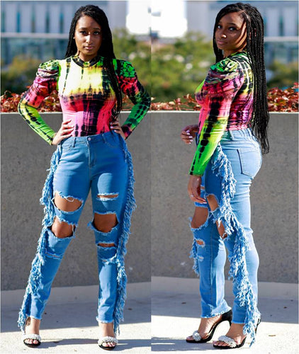 Tassel Cut Jeans