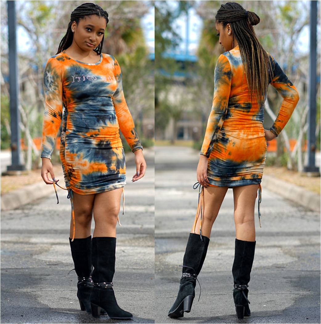 Baby Girl Orange Tie Dye Mini Dress