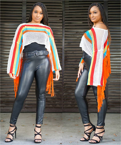 Rainbow Mesh Crochet Top